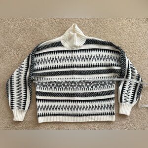LOFT Black and White Turtleneck Sweater